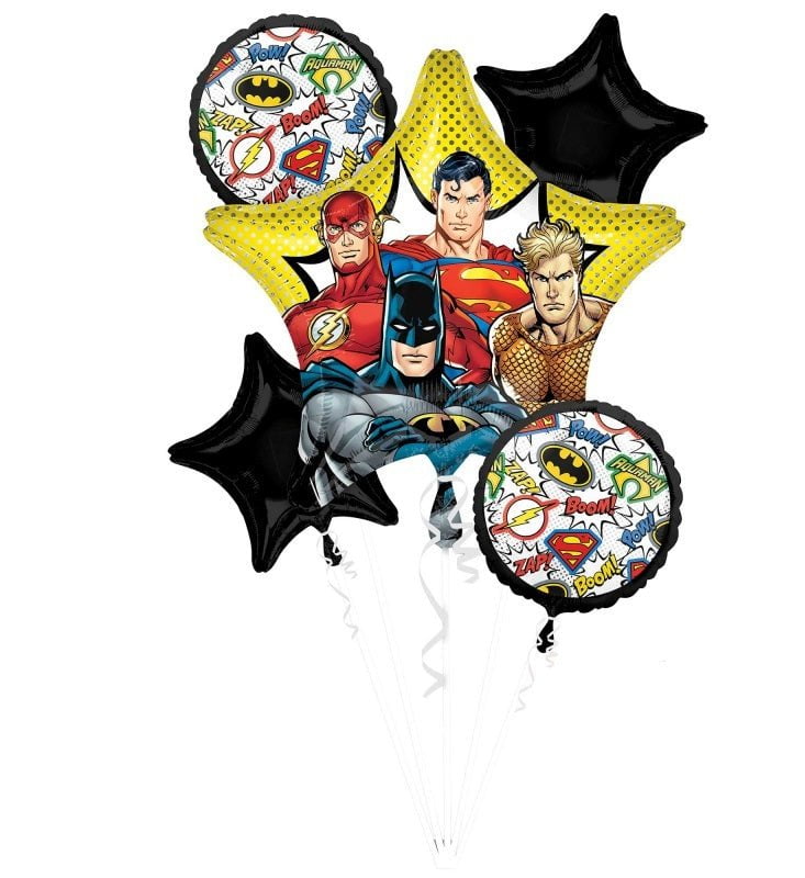 Justice League Bouquet of 5 Foil Balloons Payday Deals