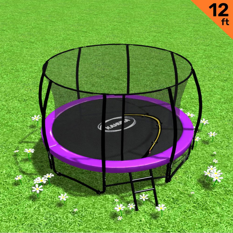 Kahuna 12ft Trampoline Free Ladder Spring Mat Net Safety Pad Cover Round Enclosure - Purple Payday Deals