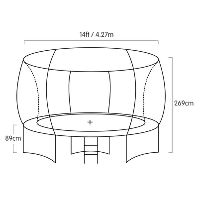 Kahuna 14ft Trampoline Free Ladder Spring Mat Net Safety Pad Cover Round Enclosure - Orange Payday Deals