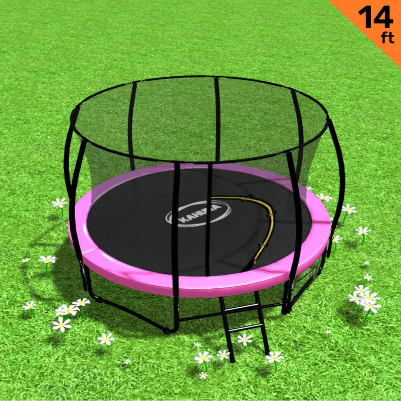 Kahuna 14ft Trampoline Free Ladder Spring Mat Net Safety Pad Cover Round Enclosure - Pink Payday Deals