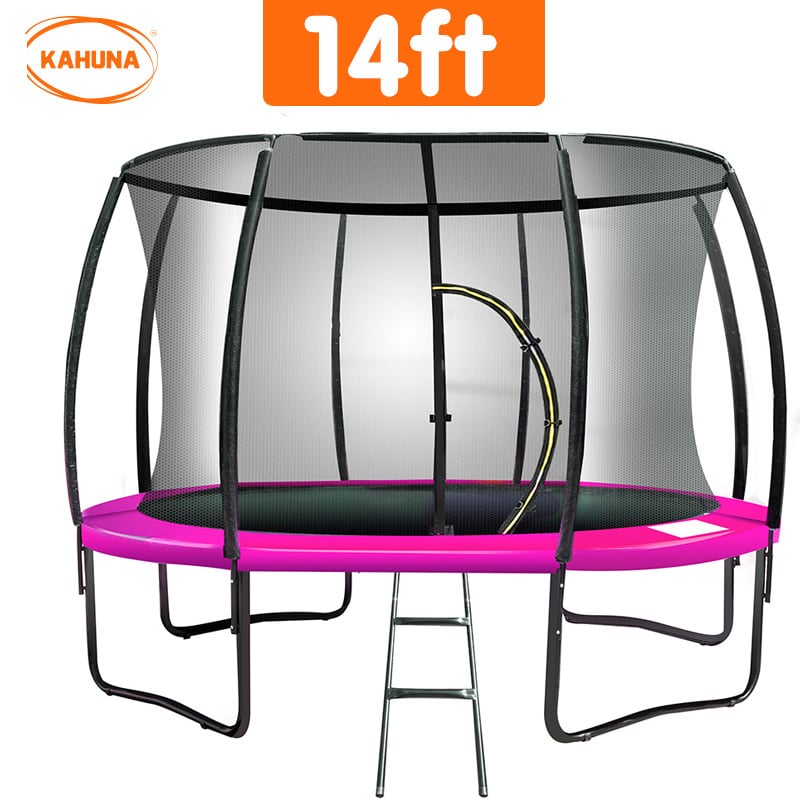 Kahuna 14ft Trampoline Free Ladder Spring Mat Net Safety Pad Cover Round Enclosure - Pink Payday Deals