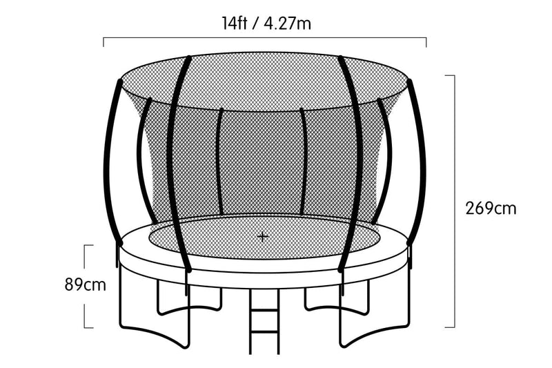 Kahuna 14ft Trampoline Free Ladder Spring Mat Net Safety Pad Cover Round Enclosure - Pink Payday Deals