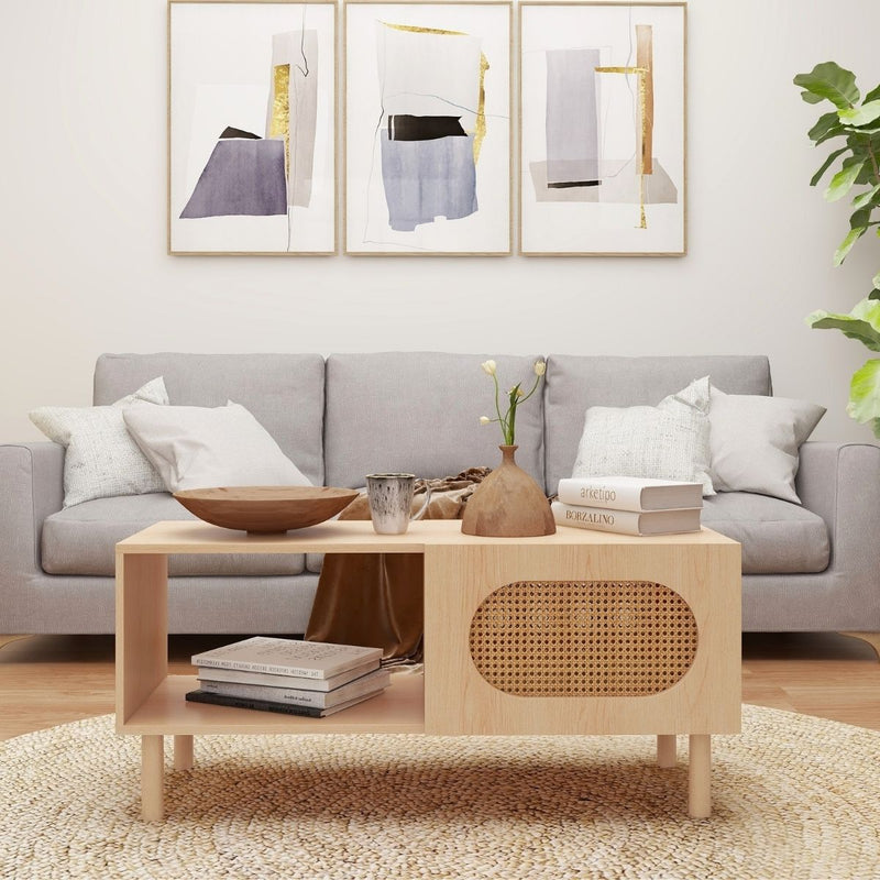 Kailua Rattan Coffee Table with Storage in Maple Payday Deals
