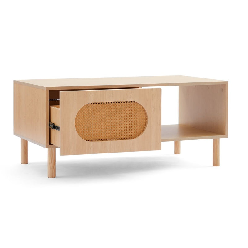 Kailua Rattan Coffee Table with Storage in Maple Payday Deals