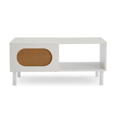 Kailua Rattan Coffee Table with Storage in White Payday Deals
