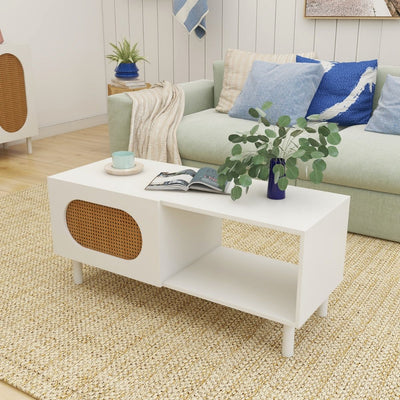 Kailua Rattan Coffee Table with Storage in White Payday Deals