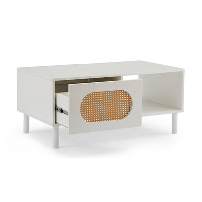 Kailua Rattan Coffee Table with Storage in White Payday Deals