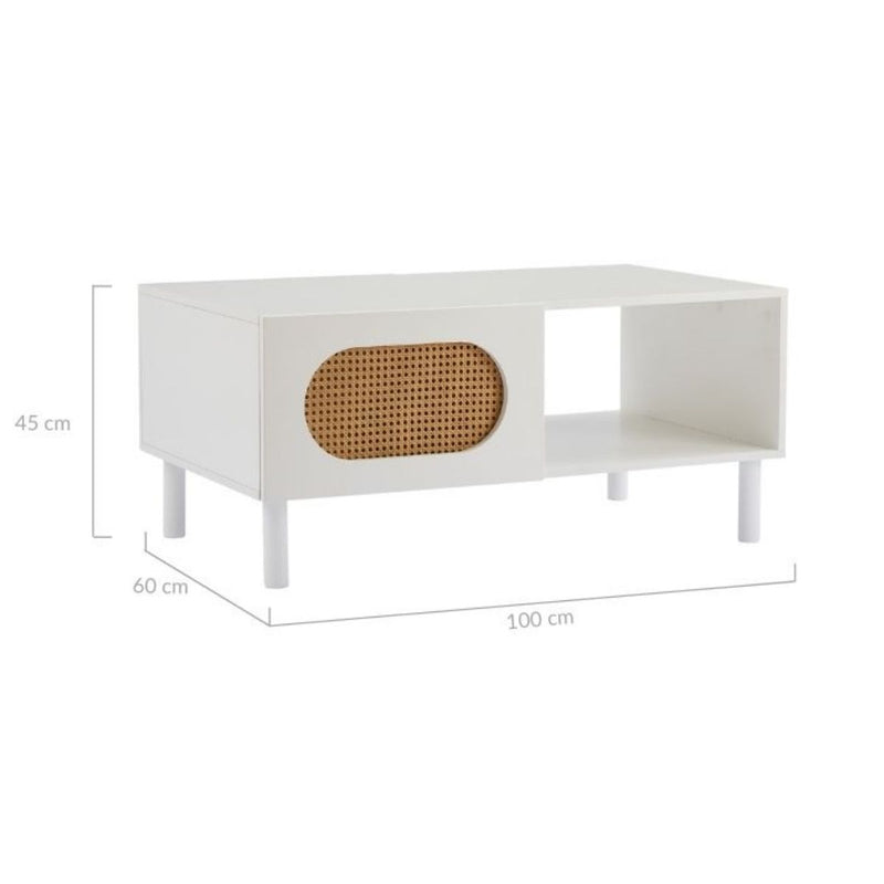 Kailua Rattan Coffee Table with Storage in White Payday Deals