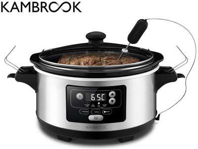 Kambrook Culinary Temp Control 275W Electric 5.5L Stainless Steel Slow Cooker