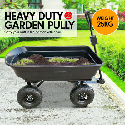 Kartrite Garden Dump Cart Dumper Wagon Carrier Wheel Barrow  125L Payday Deals