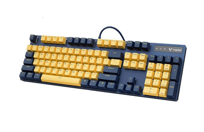 RAPOO V500 Pro Backlit Mechanical Gaming Keyboard Spill Resistant Metal Cover Yellow Blue LS