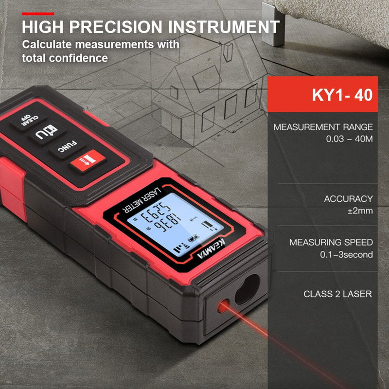 KEAMYA 40m Laser Distance Measurer Meter Range Finder Area Volume Digital Payday Deals