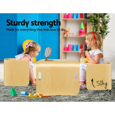 Keezi 3 PC Nordic Kids Table Chair Set Beige Desk Activity Compact Children Payday Deals