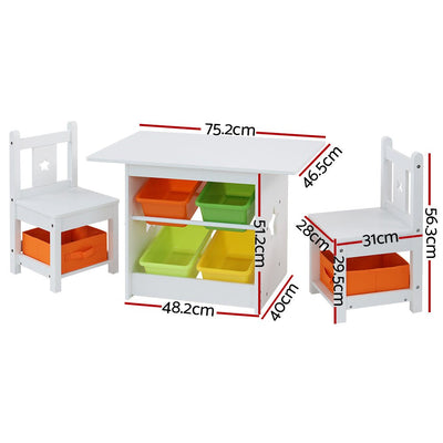 Keezi 3 PCS Kids Table and Chairs Set Children Furniture Play Toys Storage Box Payday Deals