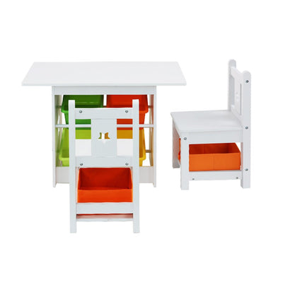 Keezi 3 PCS Kids Table and Chairs Set Children Furniture Play Toys Storage Box Payday Deals