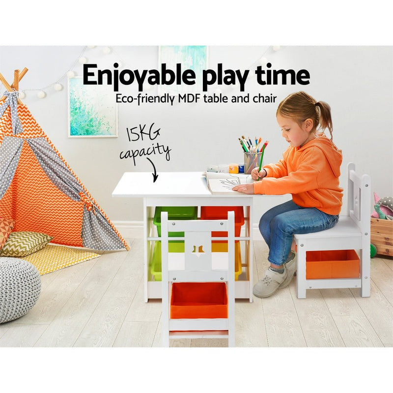 Keezi 3 PCS Kids Table and Chairs Set Children Furniture Play Toys Storage Box Payday Deals