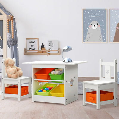 Keezi 3 PCS Kids Table and Chairs Set Children Furniture Play Toys Storage Box Payday Deals