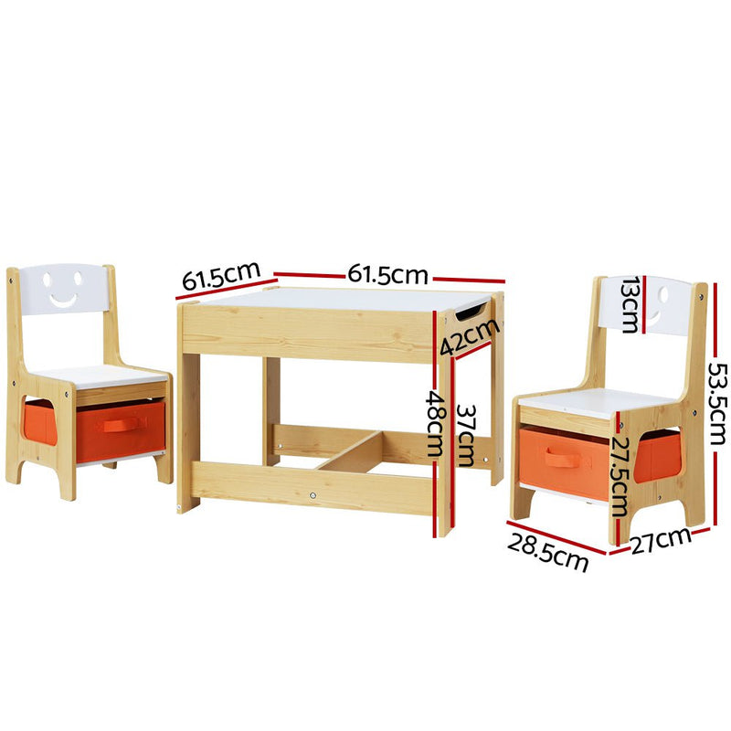 Keezi 3PCS Kids Table and Chairs Set Activity Chalkboard Toys Storage Box Desk Payday Deals