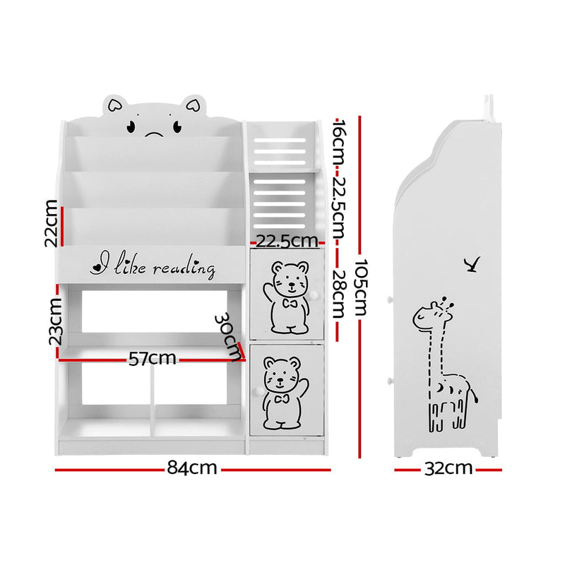 Keezi 4 Tiers Kids Bookshelf Storage Children Bookcase Toy Organiser Display Payday Deals