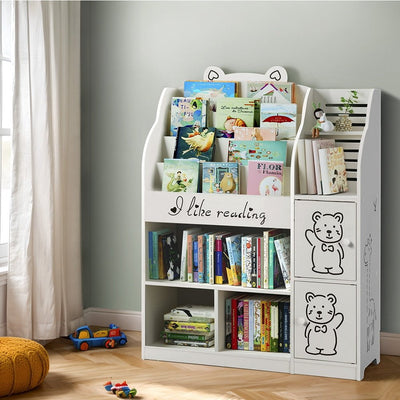 Keezi 4 Tiers Kids Bookshelf Storage Children Bookcase Toy Organiser Display Payday Deals