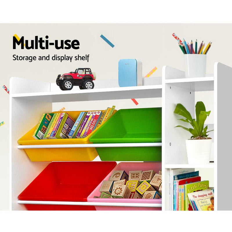 Keezi 8 Bins Kids Toy Box Storage Organiser Rack Bookshelf Drawer Cabinet Payday Deals