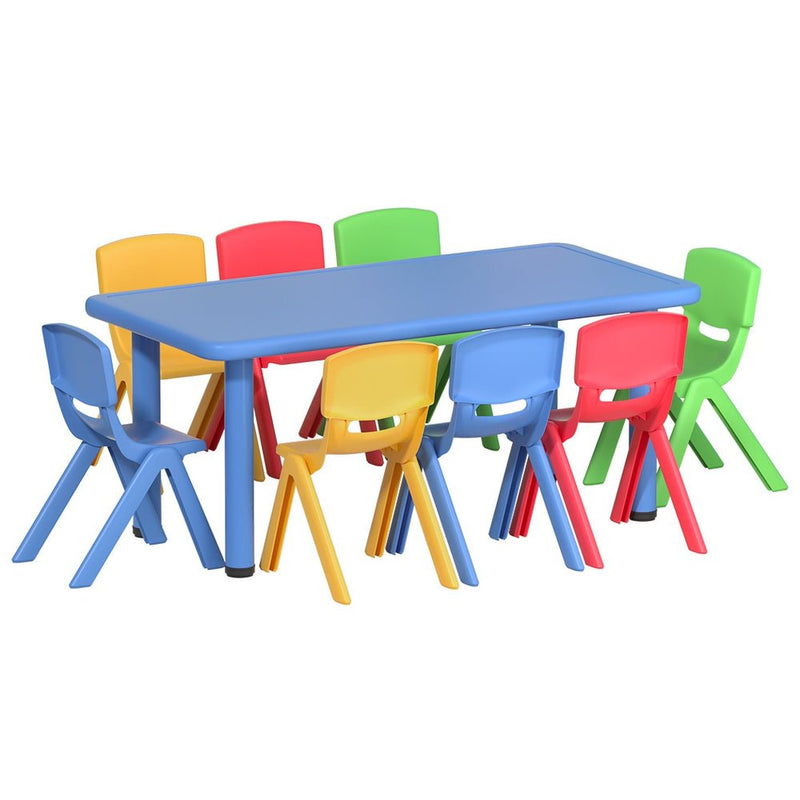 Keezi 9PCS Kids Table and Chairs Set Children Study Desk Furniture Plastic 8 Chairs Payday Deals