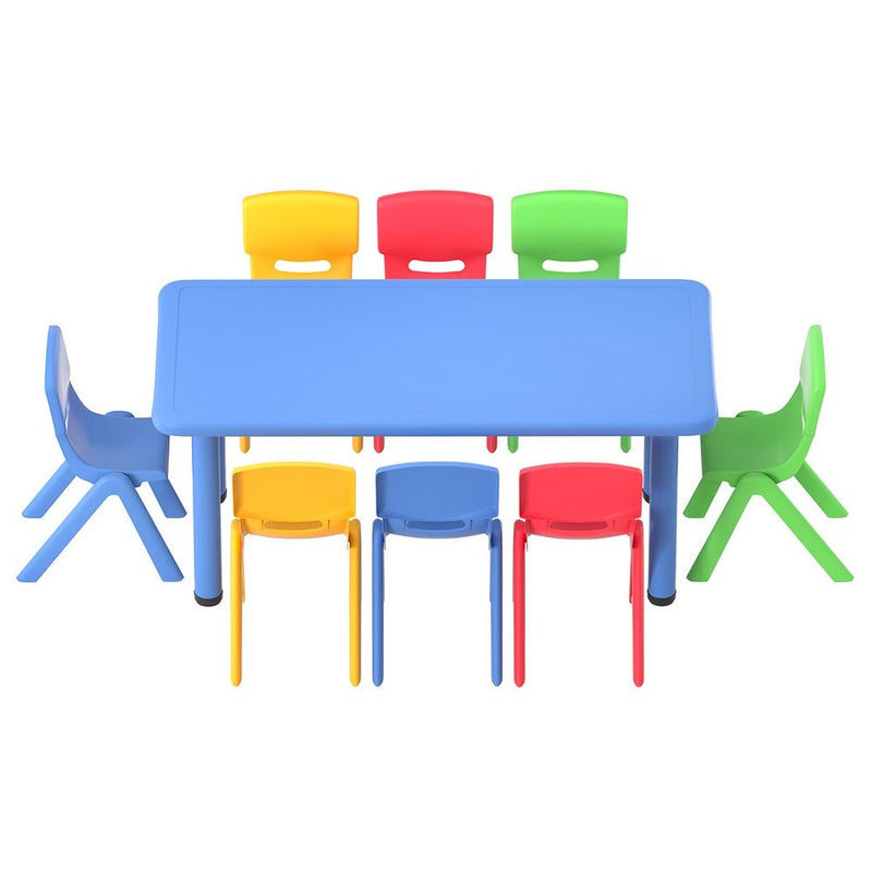 Keezi 9PCS Kids Table and Chairs Set Children Study Desk Furniture Plastic 8 Chairs Payday Deals