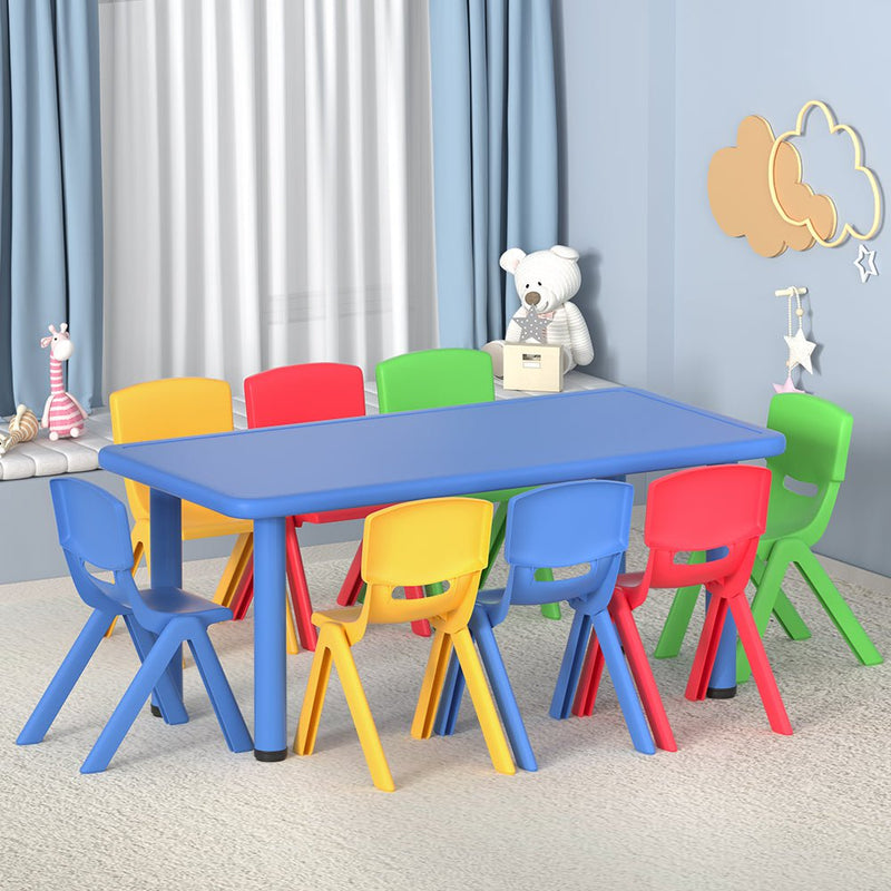 Keezi 9PCS Kids Table and Chairs Set Children Study Desk Furniture Plastic 8 Chairs Payday Deals