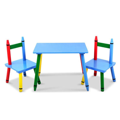 Keezi Kids 3 Piece Wooden Dining Set - Multi-Color