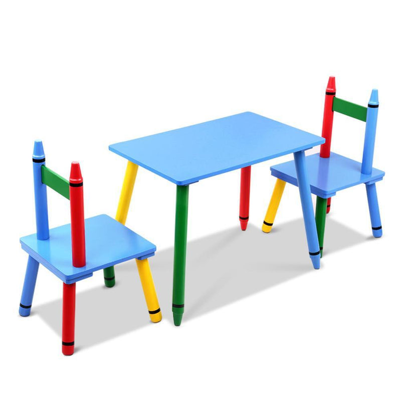 Keezi Kids 3 Piece Wooden Dining Set - Multi-Color
