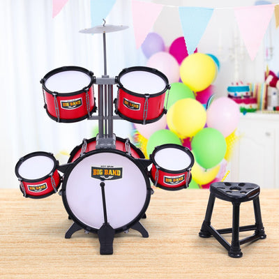 Keezi Kids 7 Drum Set Junior Drums Kit Musical Play Toys Childrens Mini Big Band Payday Deals