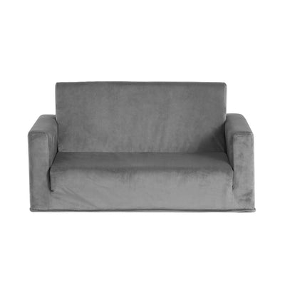 Keezi Kids Convertible Sofa 2 Seater Children Flip Open Couch Lounger Grey Payday Deals