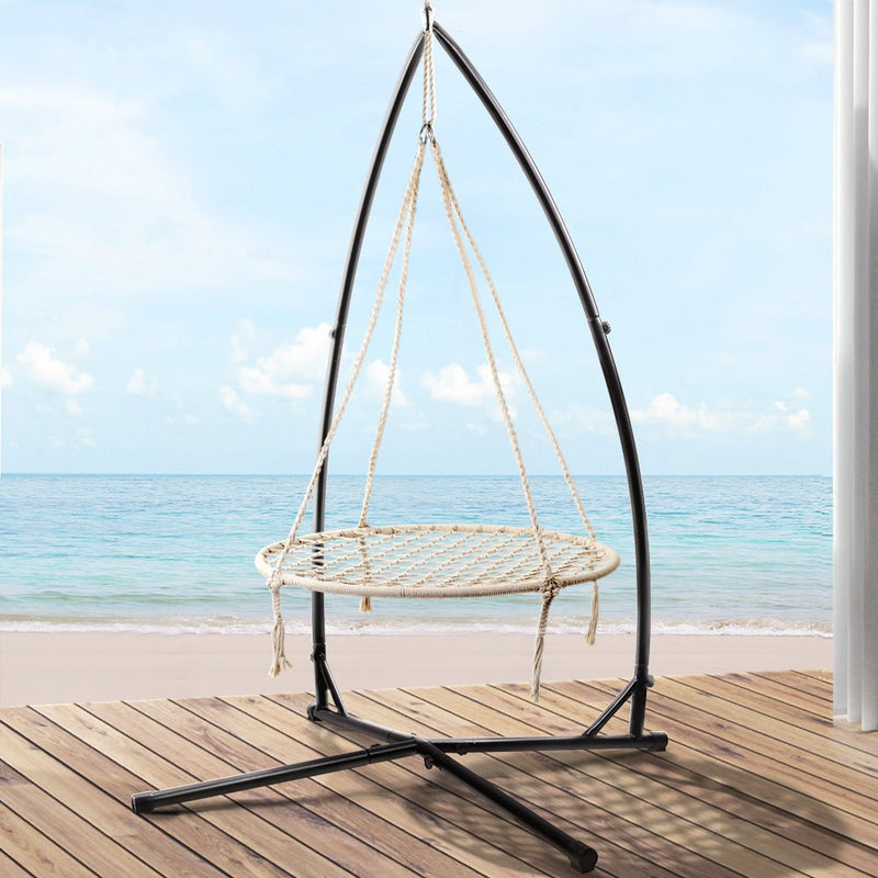 Keezi Kids Outdoor Nest Spider Web Swing Hammock Chair with Steel Stand 100cm Payday Deals