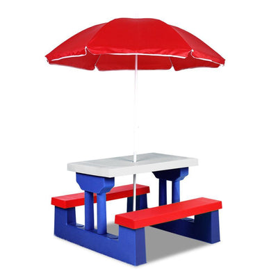 Keezi Kids Picnic Table Bench Set Children Umbrella Outdoor Chair