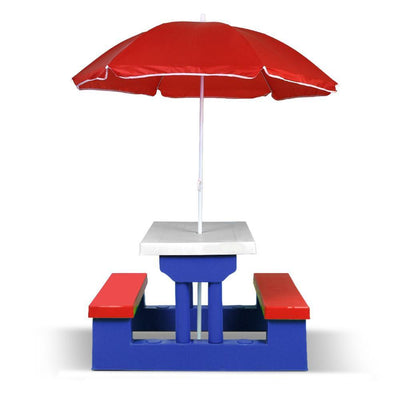 Keezi Kids Picnic Table Bench Set Children Umbrella Outdoor Chair Payday Deals