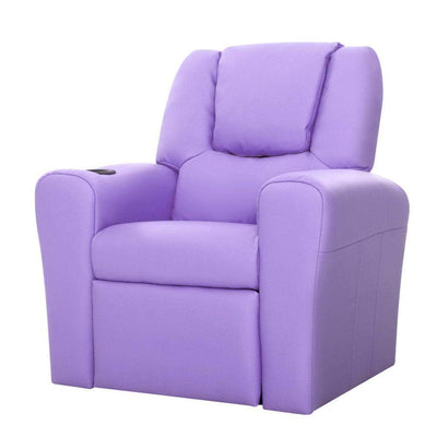 Keezi Kids Recliner Chair Purple PU Leather Sofa Lounge Couch Children Armchair Payday Deals