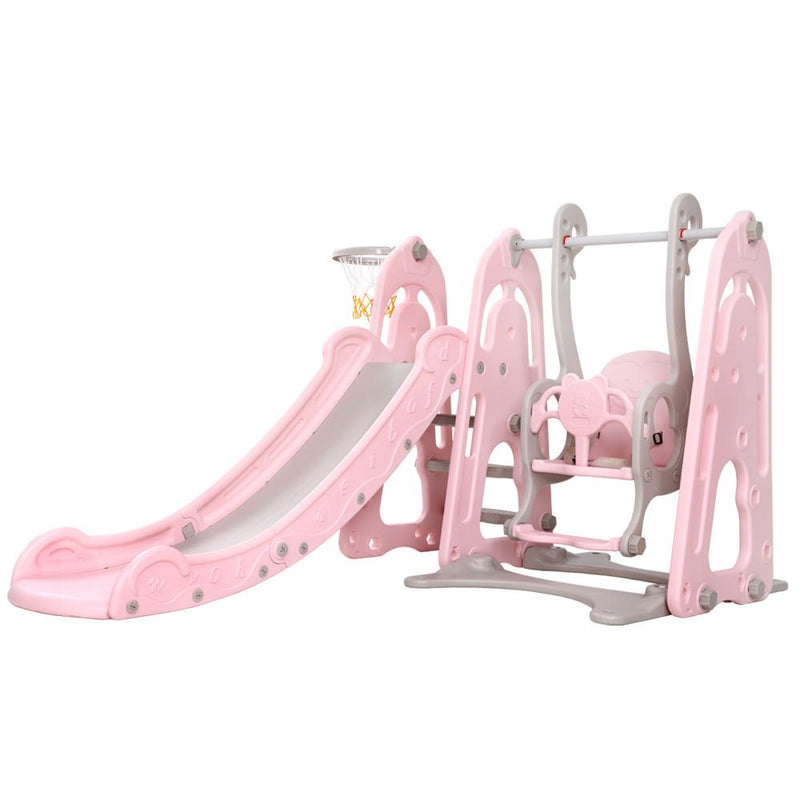 Keezi Kids Slide Swing Outdoor Playground Basketball Hoop Playset Indoor Pink Payday Deals