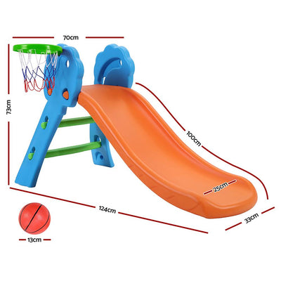 Keezi Kids Slide with Basketball Hoop Outdoor Indoor Playground Toddler Play Payday Deals