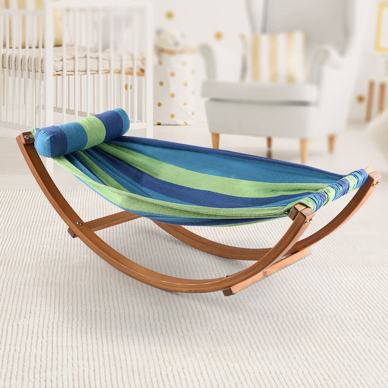 Keezi Kids Timber Hammock Bed Swing - Blue Payday Deals