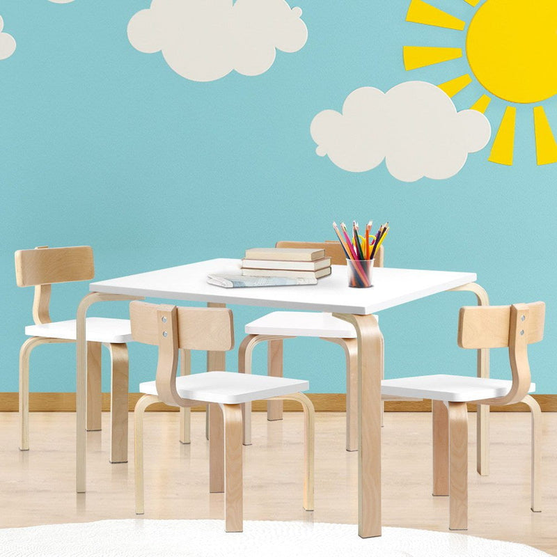 Keezi Nordic Kids Table Chair Set Desk 5PC Activity Dining Study Children Modern Payday Deals