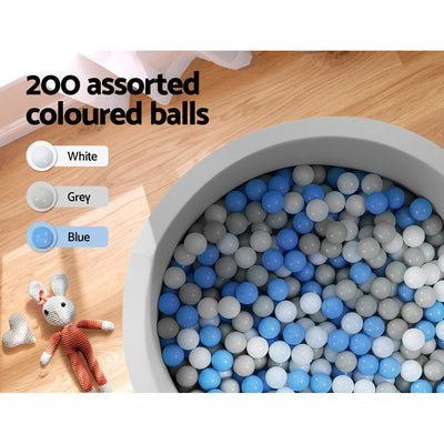 Keezi Ocean Foam Ball Pit with Balls Kids Play Pool Barrier Toys 90x30cm Grey Payday Deals