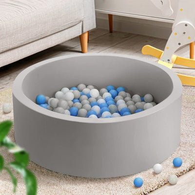 Keezi Ocean Foam Ball Pit with Balls Kids Play Pool Barrier Toys 90x30cm Grey Payday Deals