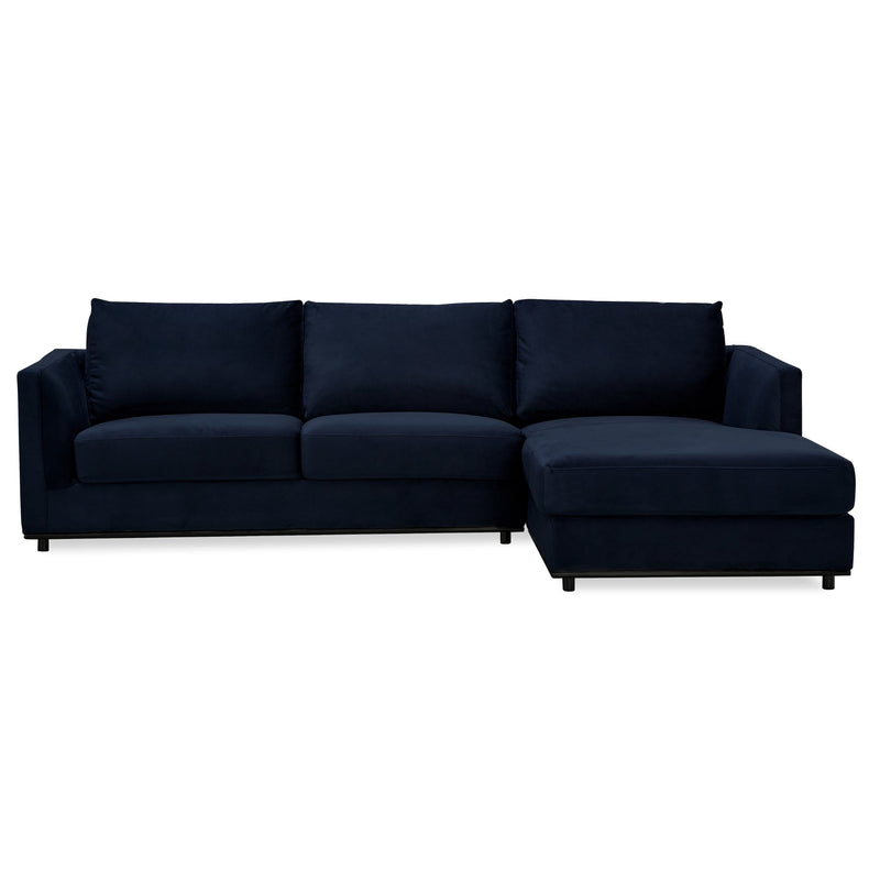 Kennedi 2 Seater Velvet Fabric Corner Sofa Lounge RHF Chaise - Navy Payday Deals