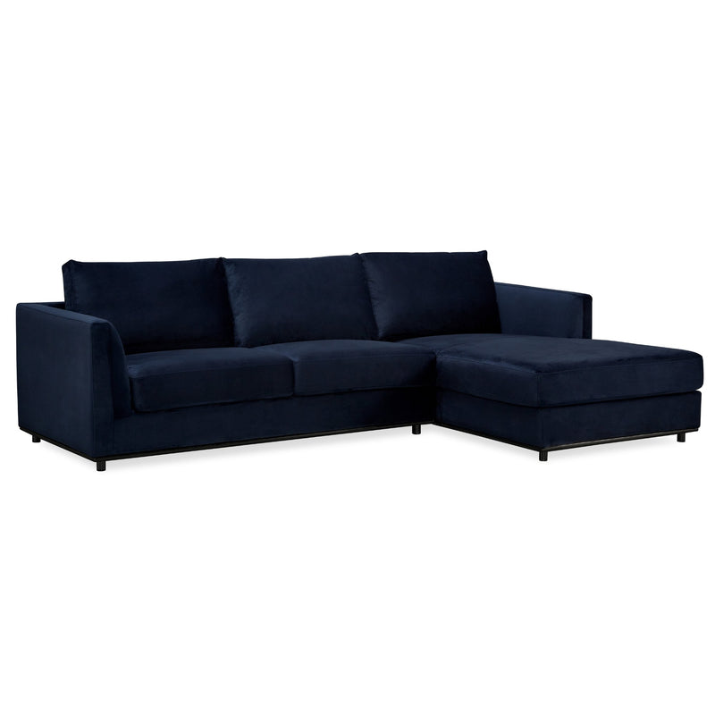 Kennedi 2 Seater Velvet Fabric Corner Sofa Lounge RHF Chaise - Navy Payday Deals