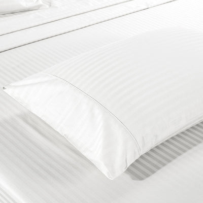 KENSINGTON 1200TC COTTON SHEET SET IN STRIPE-KING - WHITE Payday Deals