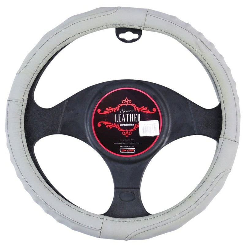 Kentucky Steering Wheel Cover - Grey [Leather] Payday Deals
