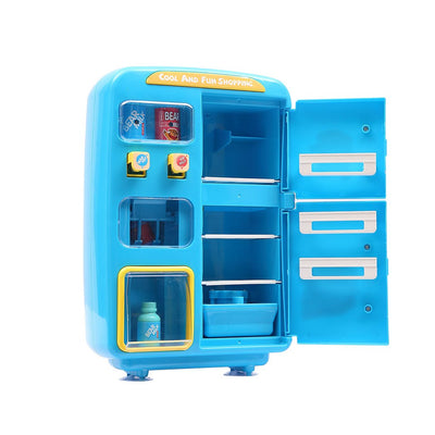 Kids Play Set 2 IN 1 Refrigerator Vending Machine Kitchen Pretend Play Toys Blue