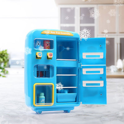 Kids Play Set 2 IN 1 Refrigerator Vending Machine Kitchen Pretend Play Toys Blue Payday Deals