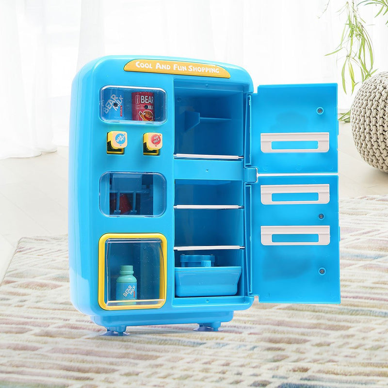 Kids Play Set 2 IN 1 Refrigerator Vending Machine Kitchen Pretend Play Toys Blue Payday Deals