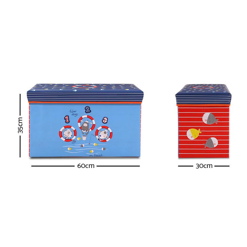 Kids Storage Toy Box Foldable Organiser - Blue